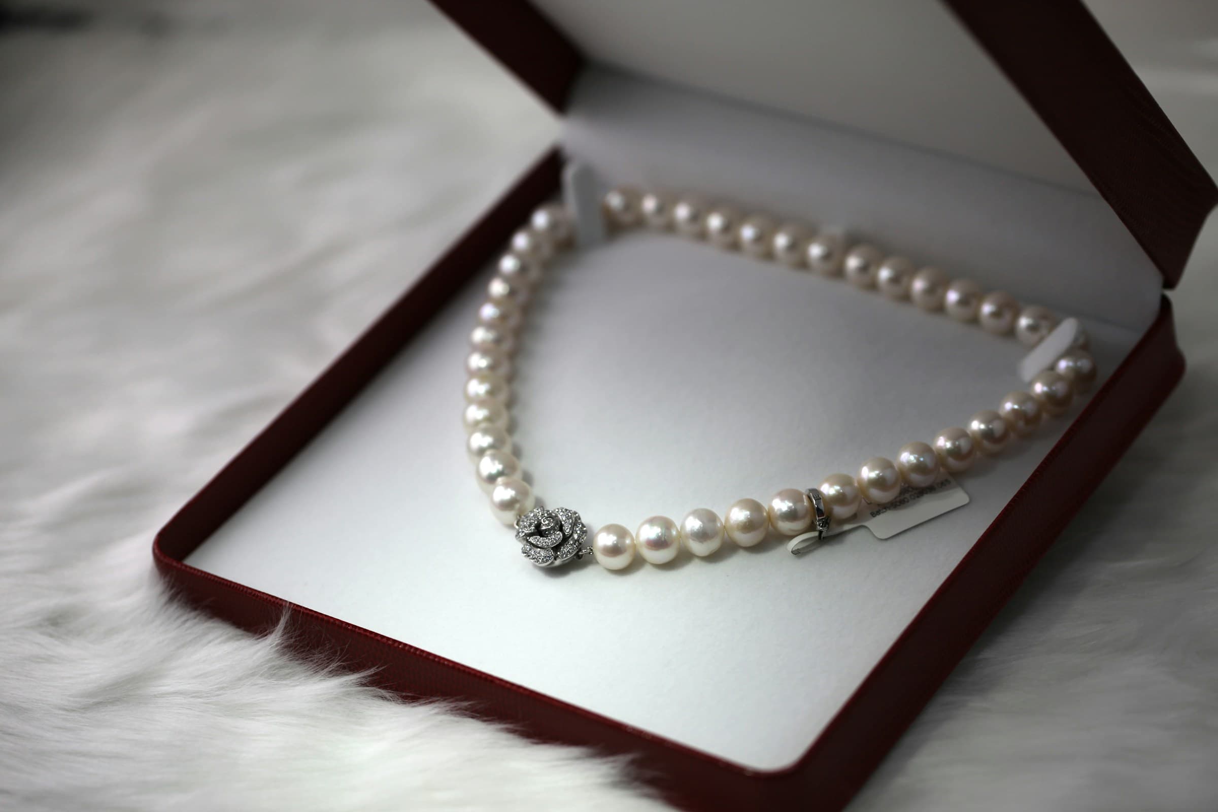 Contemporary gold jewelry on display