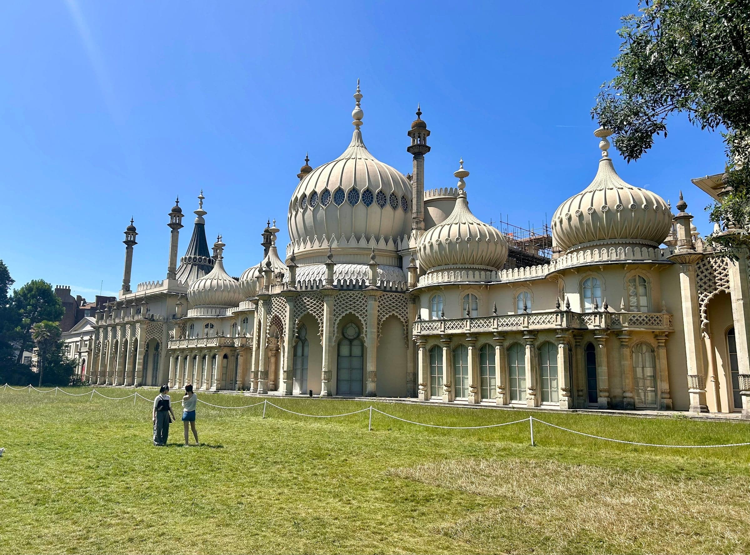 Royal Pavilion Brighton onion domes and minarets across the lawn