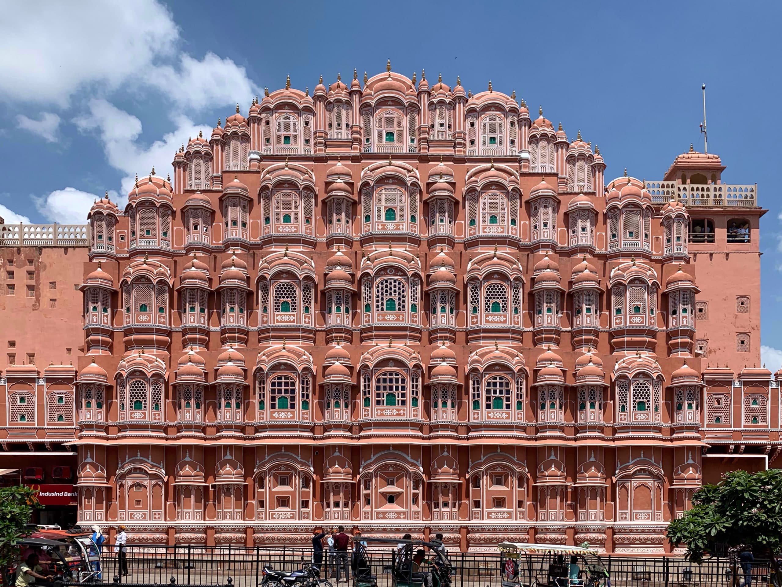 The east facade of Hawa Mahal in Jaipur, seen from street level
