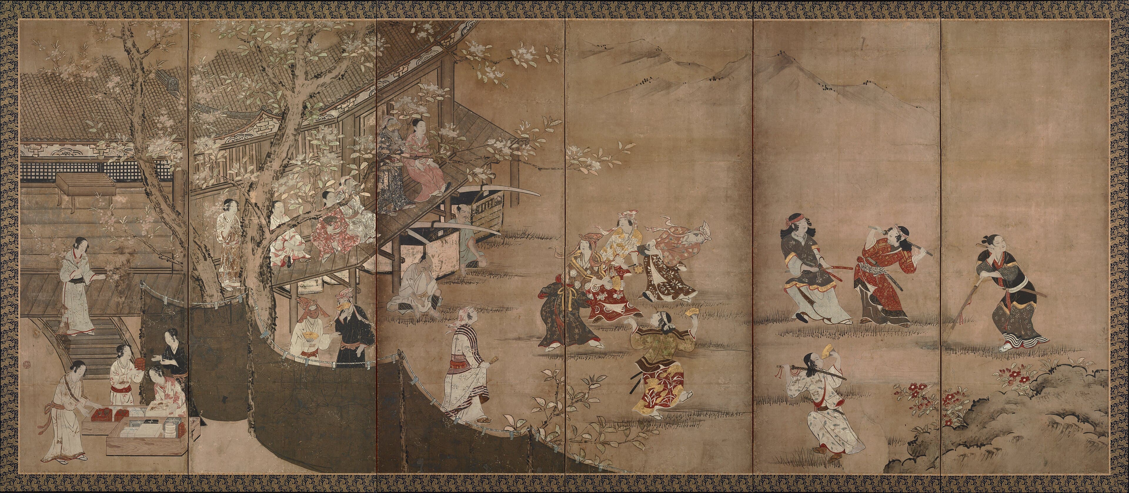 Merrymaking Under the Cherry Blossoms, Kano Naganobu, Edo period