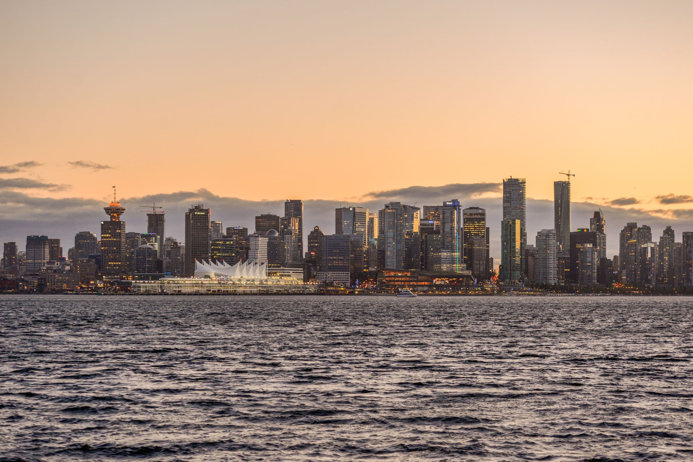 Vancouver downtown skyline at sunset