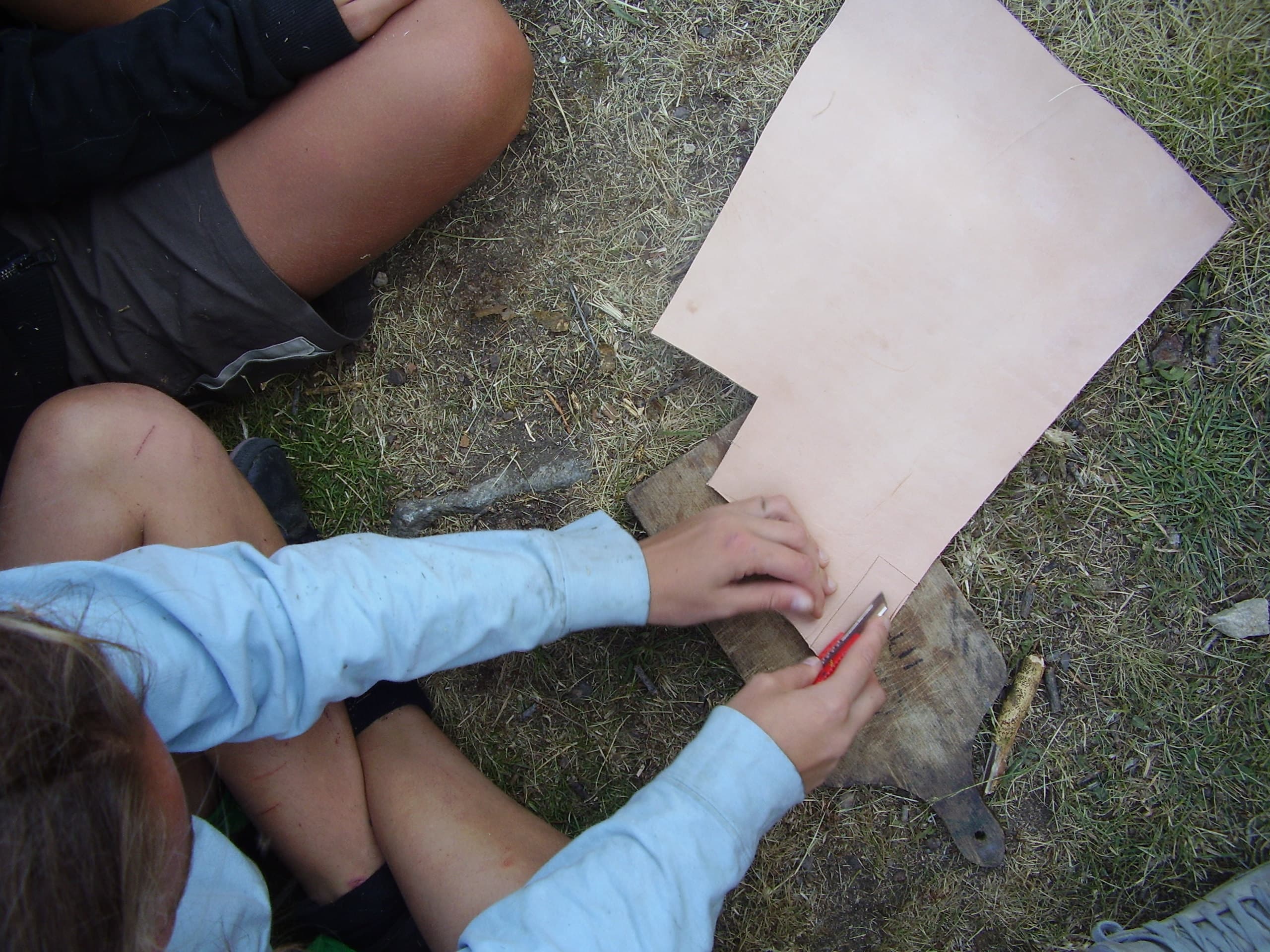 Leather working at a craft bench