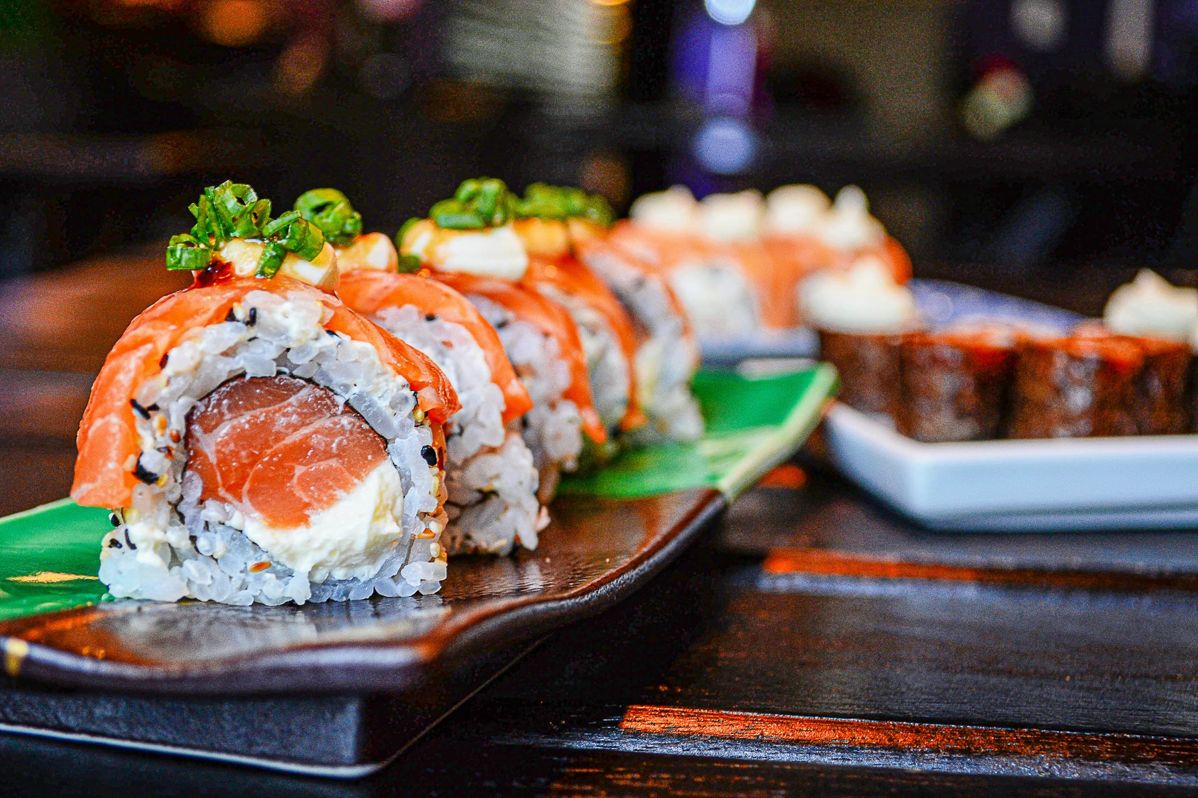 Sushi selection at an omakase counter