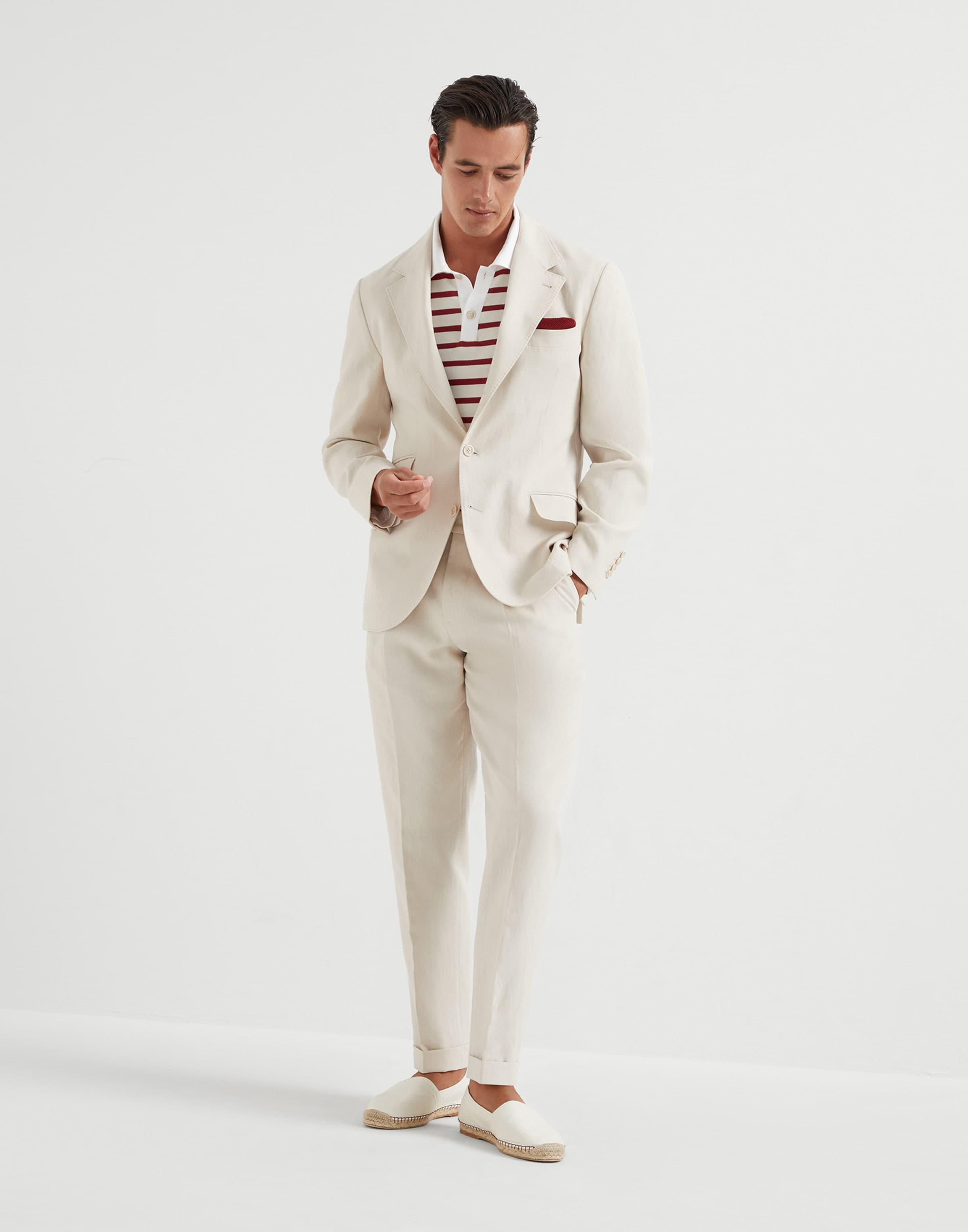 Brunello Cucinelli twisted linen leisure suit, Spring/Summer 2025 product photography