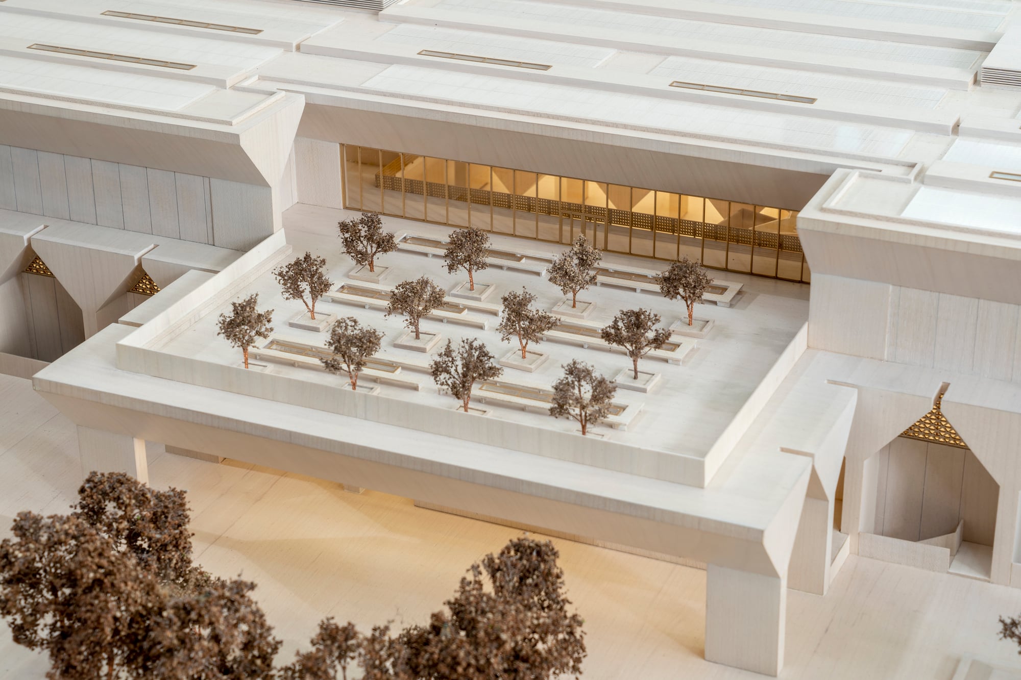 Courtyard terrace detail on the Adjaye KNMA New Delhi architectural model