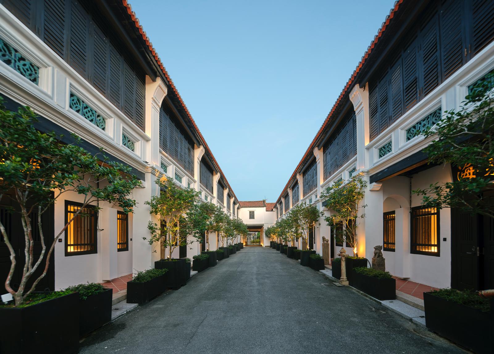 Evening shophouse lane at Soori Penang inside Khoo Kongsi