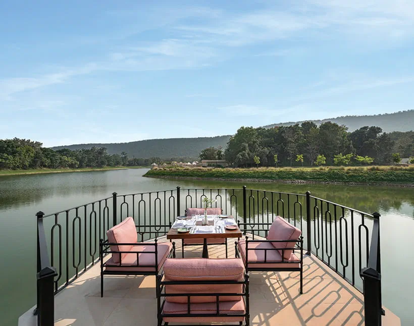 Neerangan restaurant at the lakeside, The Oberoi Rajgarh Palace