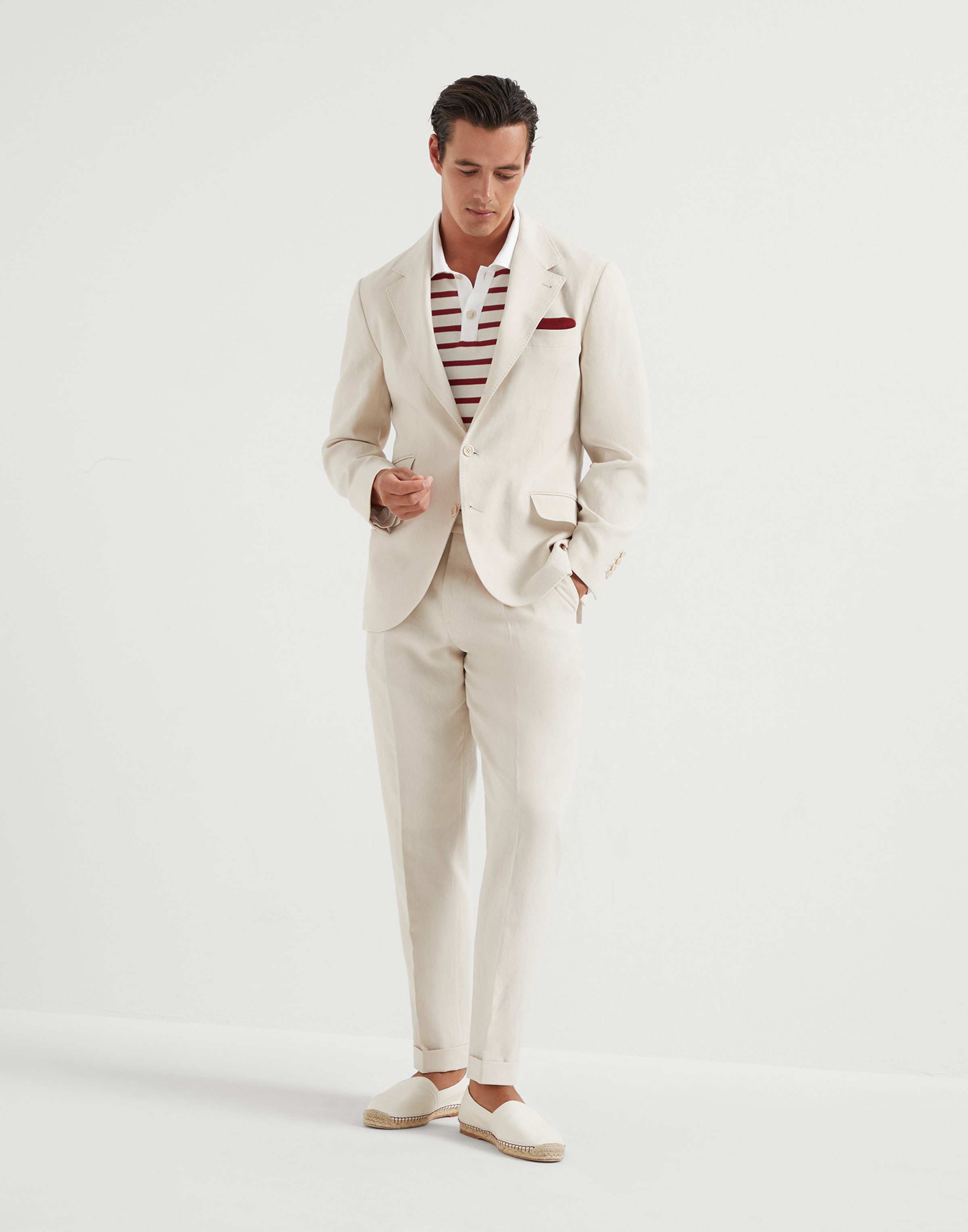 Brunello Cucinelli twisted linen leisure suit, Spring/Summer 2025 product photography
