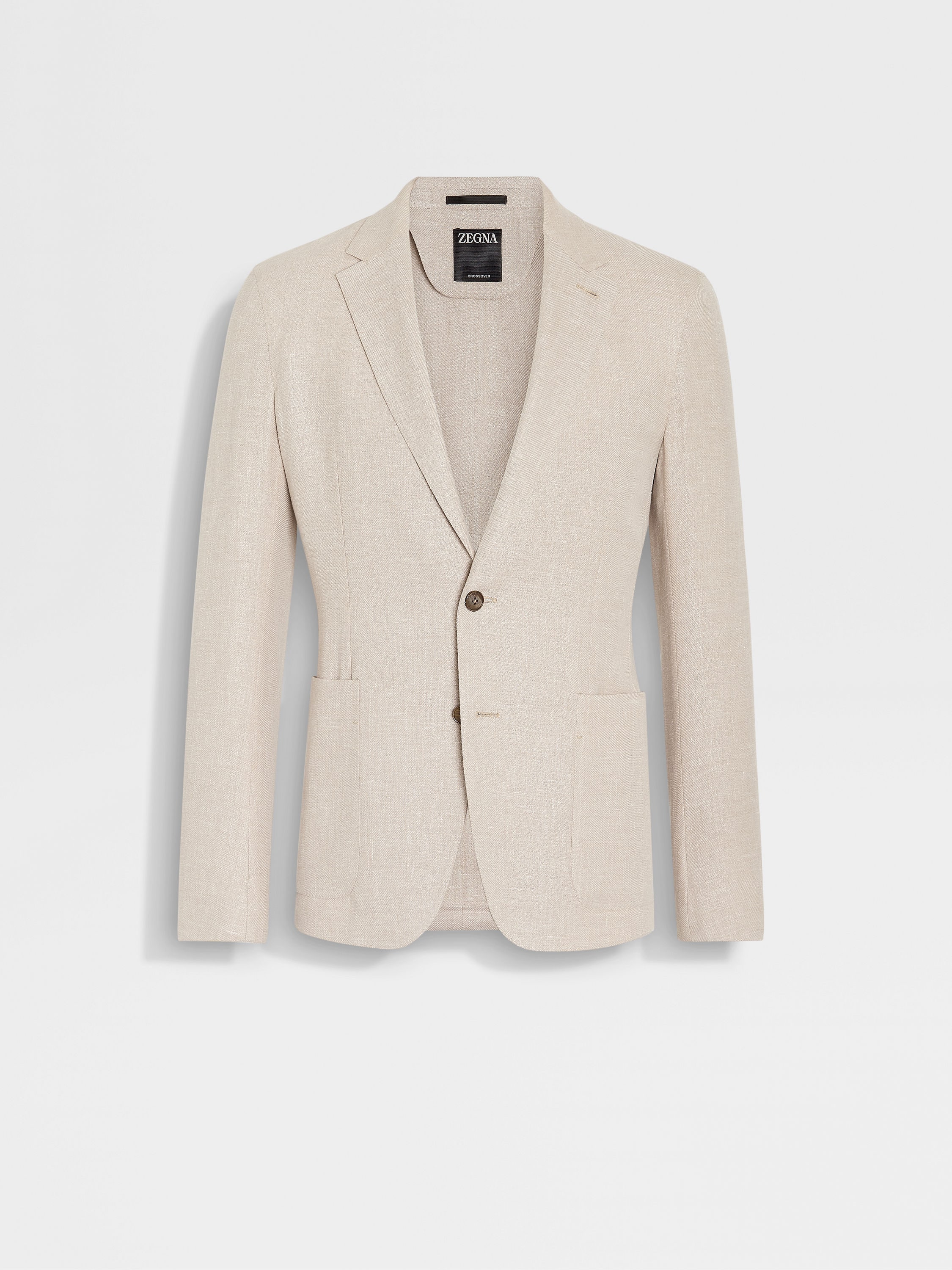 Zegna Oasi Lino unlined linen shirt jacket, light beige, Spring/Summer 2025 product photography