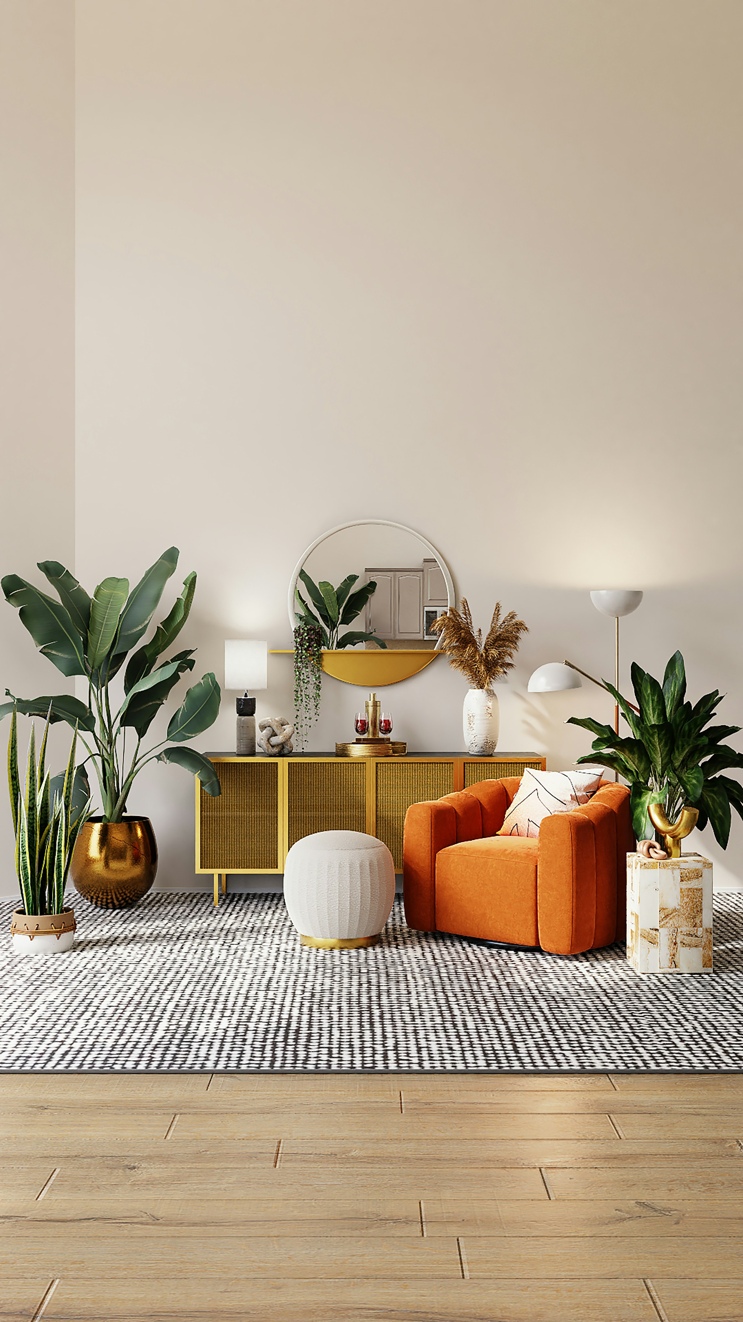 Residential lounge with hotel-inspired finishes